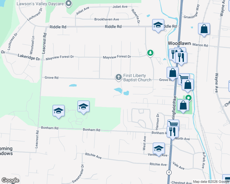 map of restaurants, bars, coffee shops, grocery stores, and more near 200 Novner Drive in Cincinnati