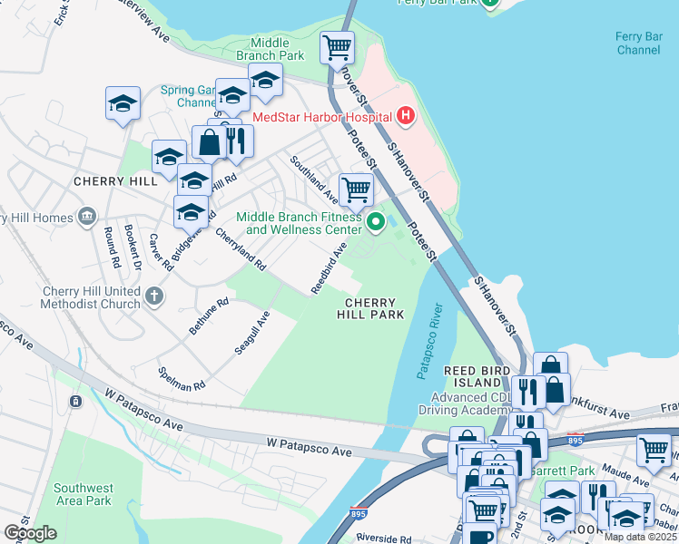 map of restaurants, bars, coffee shops, grocery stores, and more near 701 Reedbird Avenue in Baltimore