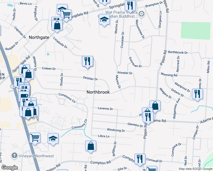map of restaurants, bars, coffee shops, grocery stores, and more near 3128 Deshler Drive in Cincinnati