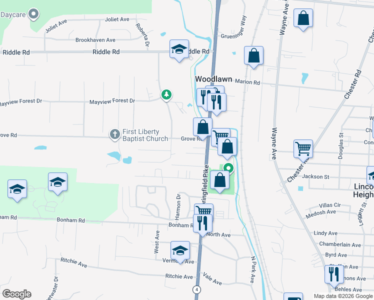 map of restaurants, bars, coffee shops, grocery stores, and more near 40 West Leslie Avenue in Cincinnati