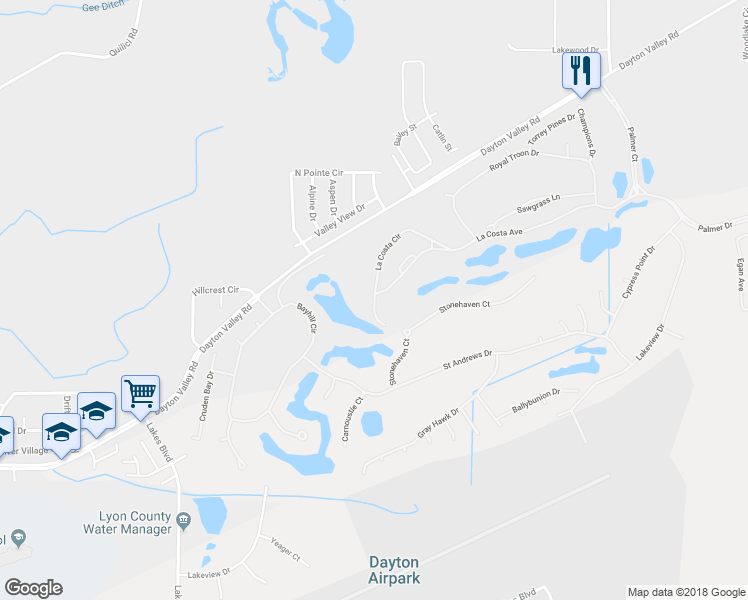 map of restaurants, bars, coffee shops, grocery stores, and more near 450 La Costa Circle in Dayton