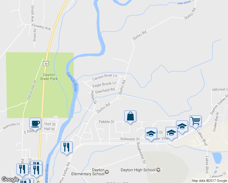 map of restaurants, bars, coffee shops, grocery stores, and more near 151 Deerfield Road in Dayton