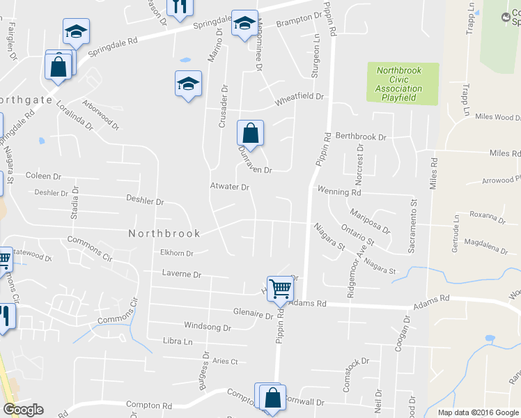 map of restaurants, bars, coffee shops, grocery stores, and more near 9714 Gibralter Drive in Cincinnati
