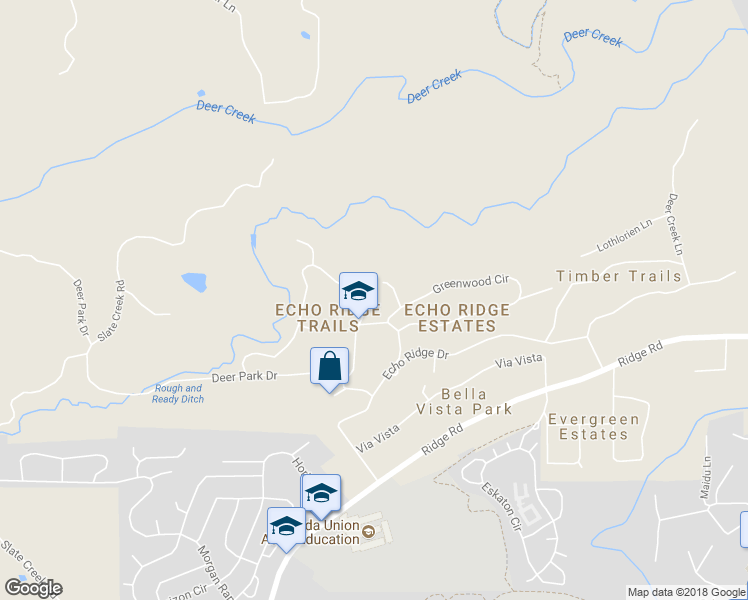 map of restaurants, bars, coffee shops, grocery stores, and more near 15617 Shannon Way in Nevada City