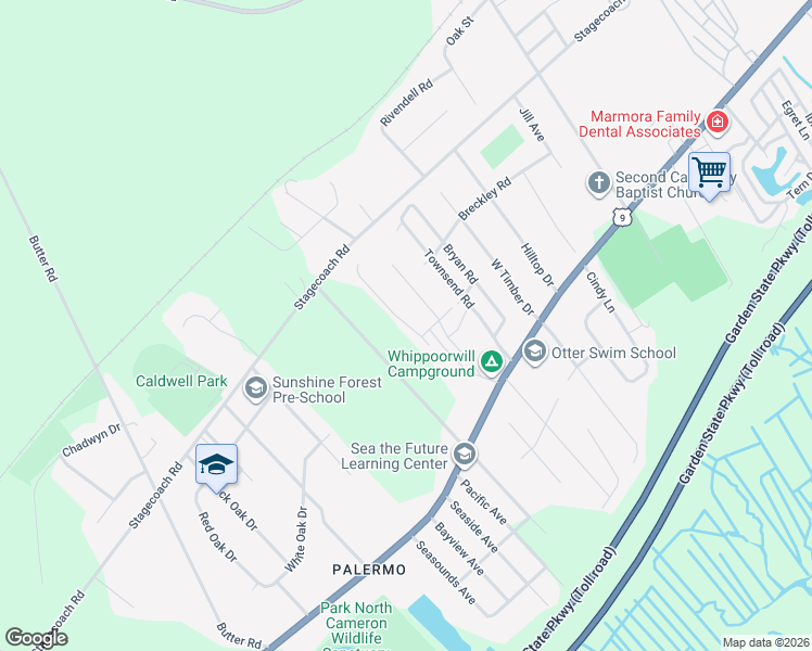 map of restaurants, bars, coffee shops, grocery stores, and more near 201 West Ocean Avenue in Marmora