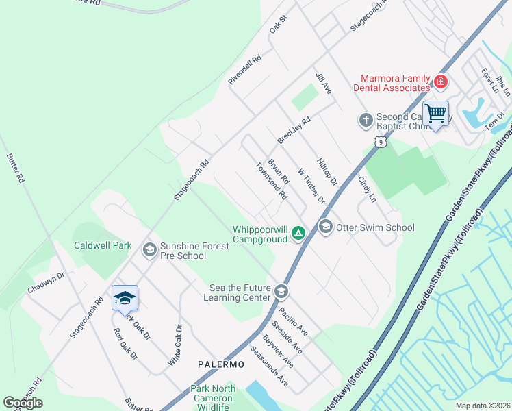 map of restaurants, bars, coffee shops, grocery stores, and more near 201 Ocean Avenue in Marmora