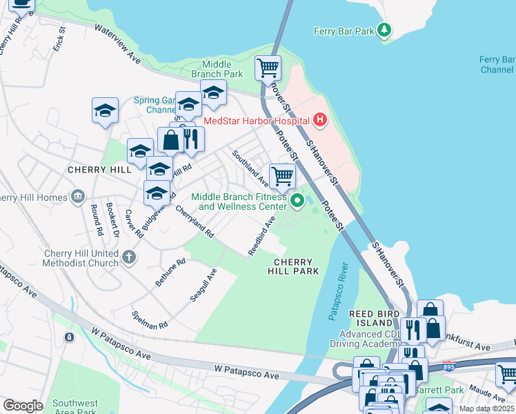 map of restaurants, bars, coffee shops, grocery stores, and more near 510 Seagull Avenue in Baltimore