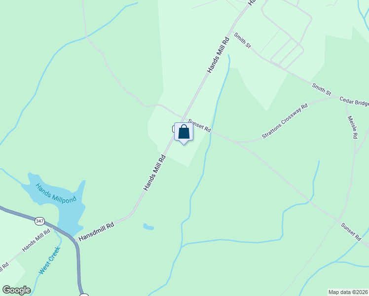 map of restaurants, bars, coffee shops, grocery stores, and more near 551 Hands Mill Road in Woodbine