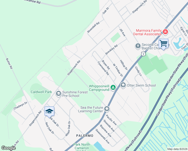 map of restaurants, bars, coffee shops, grocery stores, and more near 120 Townsend Road in Marmora