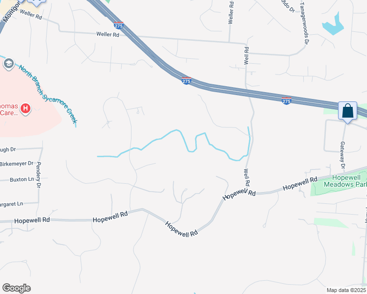 map of restaurants, bars, coffee shops, grocery stores, and more near 8640 Hopewell Road in Cincinnati