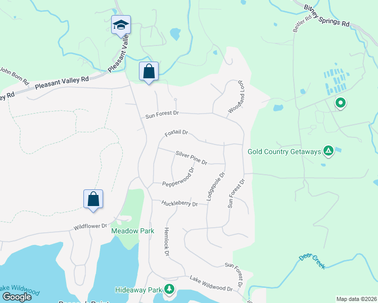 map of restaurants, bars, coffee shops, grocery stores, and more near 17768 Silver Pine Drive in Penn Valley
