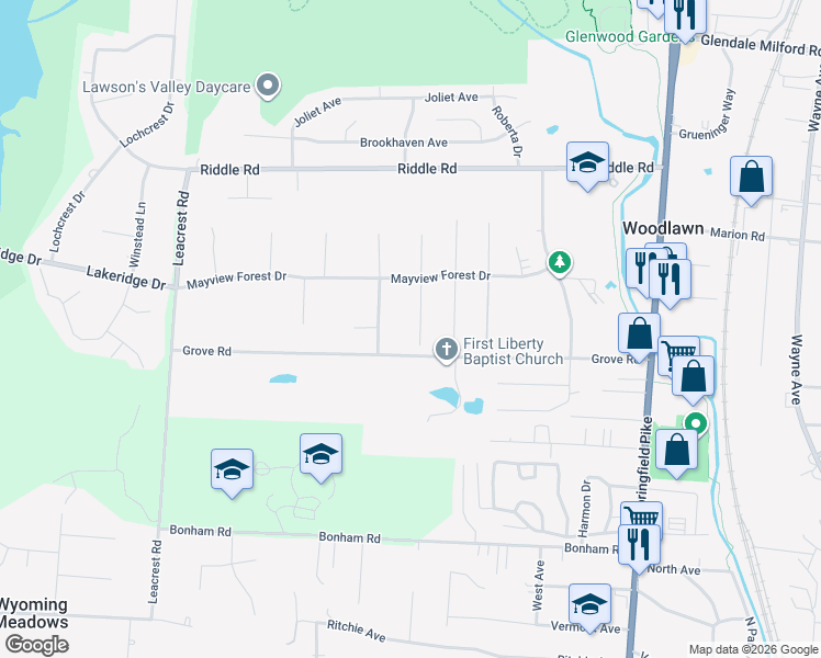 map of restaurants, bars, coffee shops, grocery stores, and more near 10055 Ronnie Road in Cincinnati