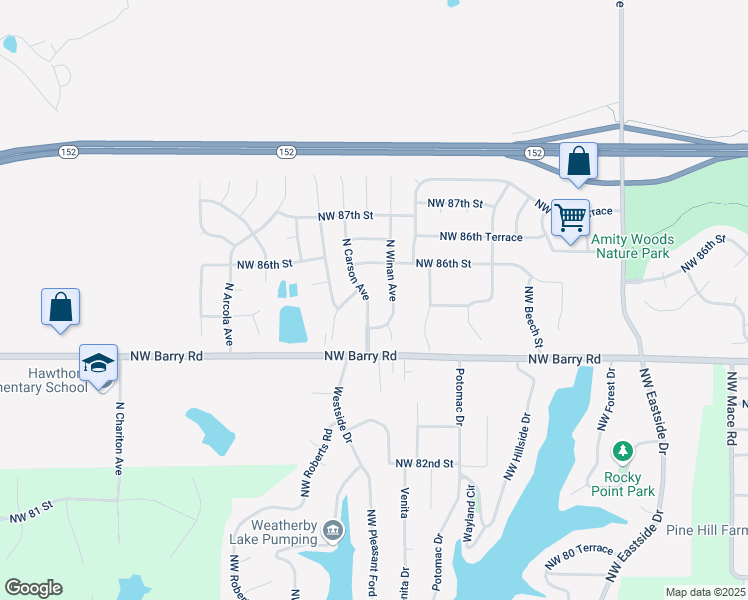 map of restaurants, bars, coffee shops, grocery stores, and more near 8423 North Carson Avenue in Kansas City