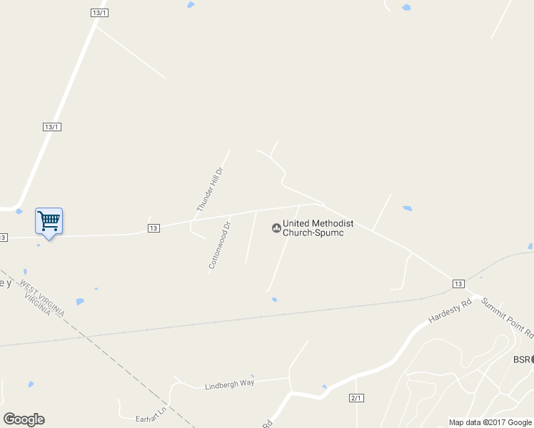 map of restaurants, bars, coffee shops, grocery stores, and more near 1018 Summit Point Road in Summit Point