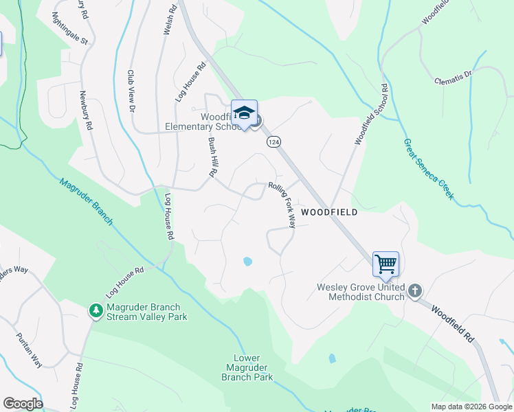 map of restaurants, bars, coffee shops, grocery stores, and more near 9534 Melrose Square Way in Gaithersburg