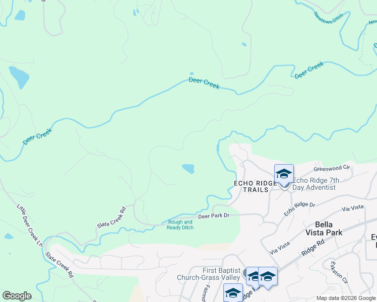 map of restaurants, bars, coffee shops, grocery stores, and more near 12921 Slate Creek Road in Nevada City