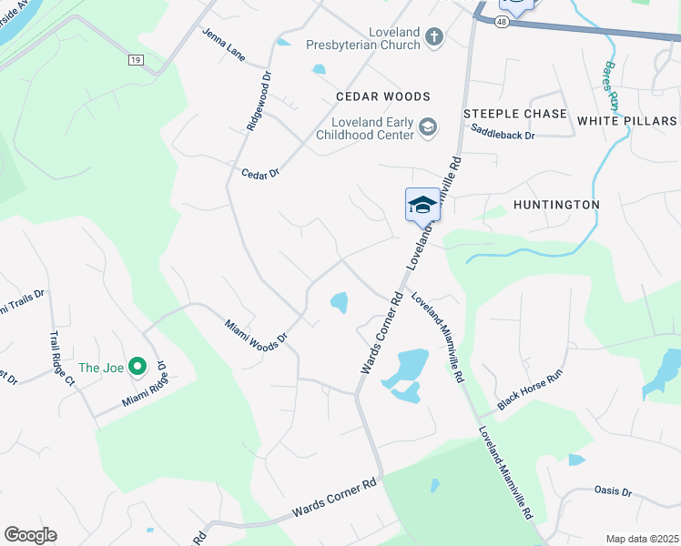 map of restaurants, bars, coffee shops, grocery stores, and more near 6723 Miami Woods Drive in Loveland