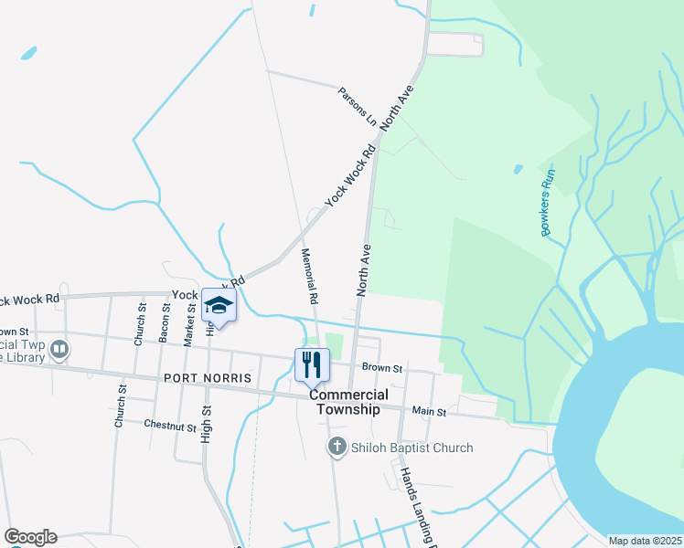 map of restaurants, bars, coffee shops, grocery stores, and more near 1821 North Avenue in Commercial Township