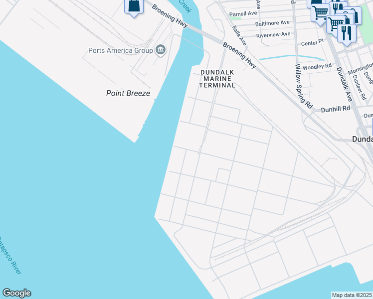 map of restaurants, bars, coffee shops, grocery stores, and more near 4th Street in Baltimore