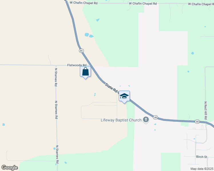 map of restaurants, bars, coffee shops, grocery stores, and more near 8045 State Road 46 in Ellettsville