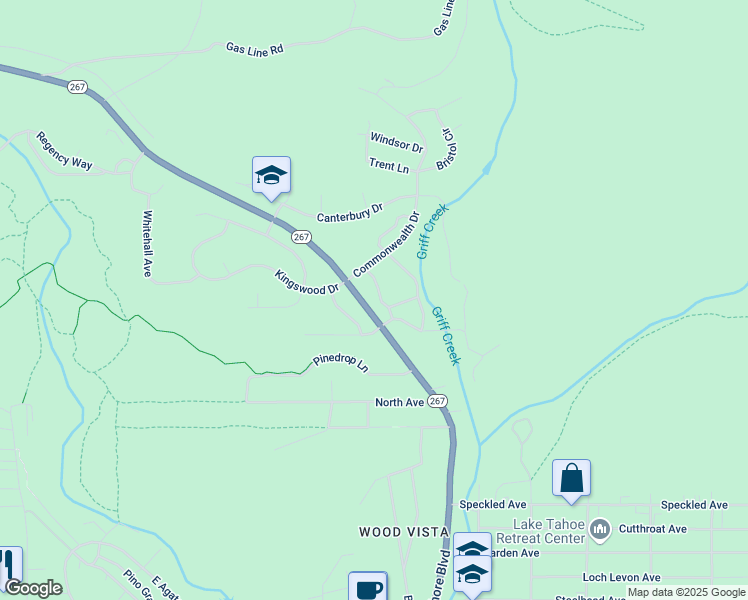 map of restaurants, bars, coffee shops, grocery stores, and more near Unnamed Road in Tahoe Vista