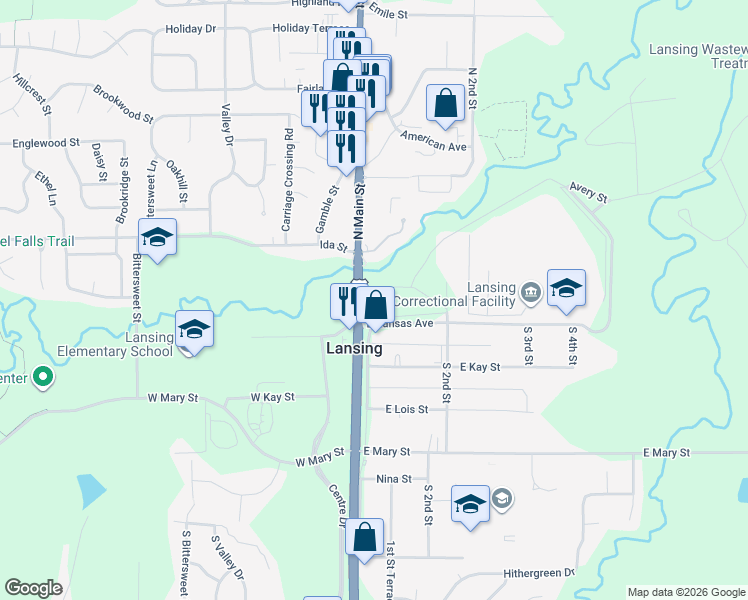 map of restaurants, bars, coffee shops, grocery stores, and more near in Leavenworth