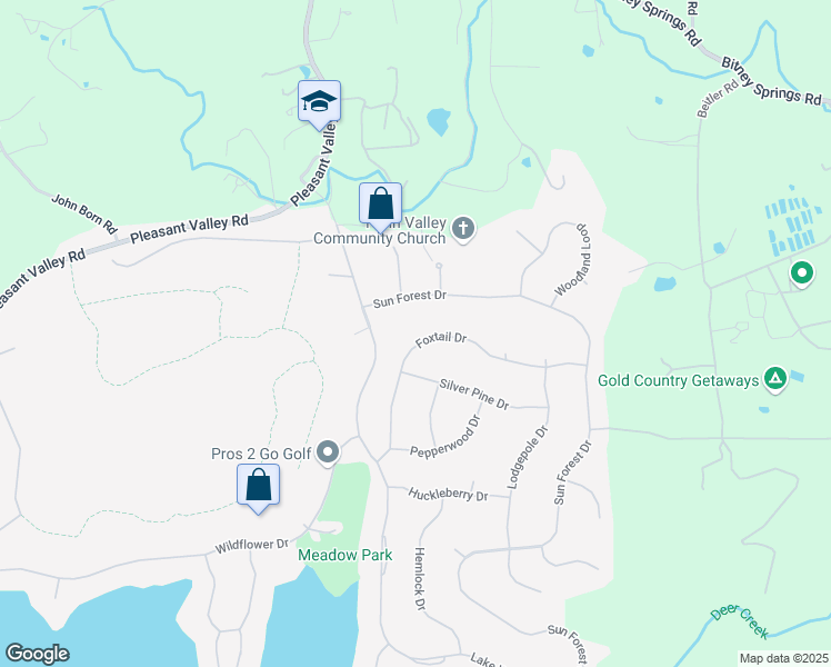 map of restaurants, bars, coffee shops, grocery stores, and more near 17904 Foxtail Drive in Penn Valley