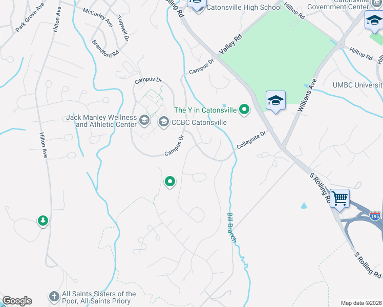 map of restaurants, bars, coffee shops, grocery stores, and more near 5809 Ivy League Drive in Catonsville