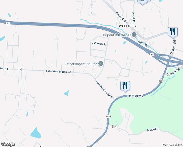 map of restaurants, bars, coffee shops, grocery stores, and more near Lake Washington Rd in Washington