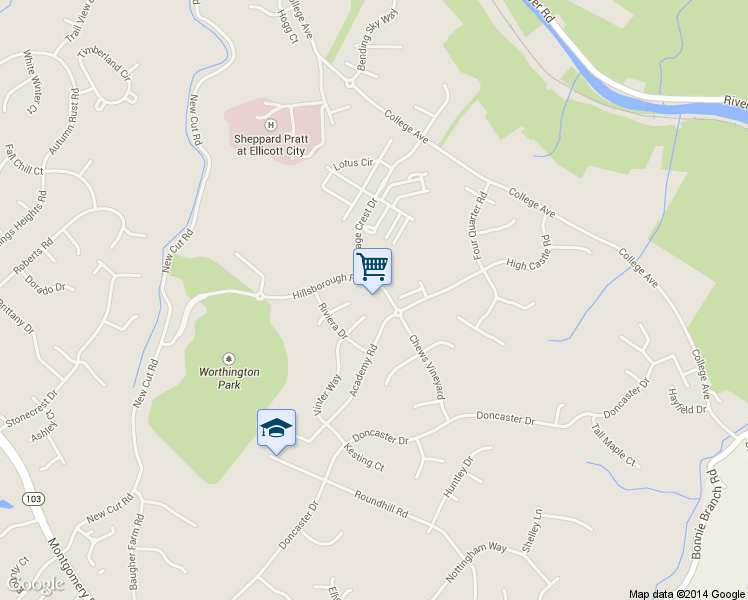 map of restaurants, bars, coffee shops, grocery stores, and more near 8001 Hillsborough Road in Ellicott City
