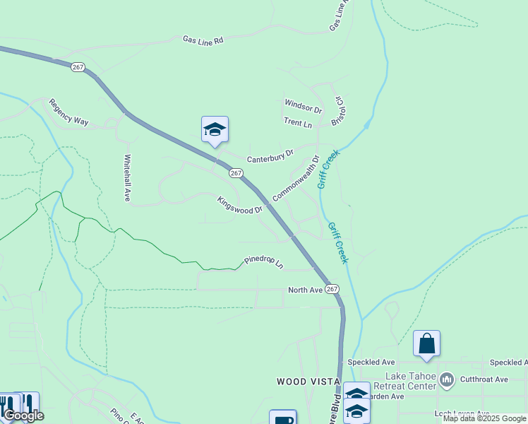 map of restaurants, bars, coffee shops, grocery stores, and more near 7900 Kingswood Drive in Tahoe Vista