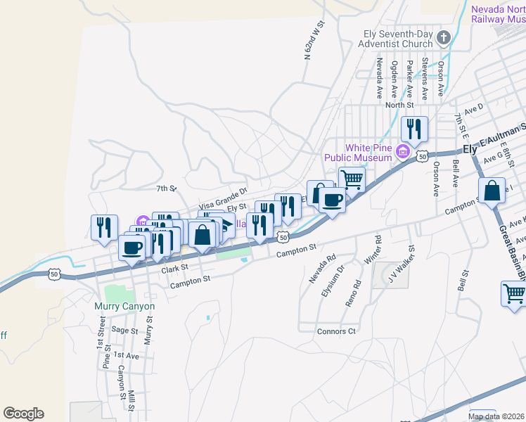 map of restaurants, bars, coffee shops, grocery stores, and more near 1104 High Street in Ely