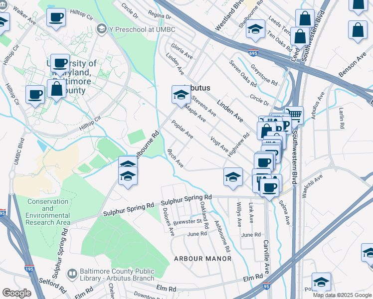 map of restaurants, bars, coffee shops, grocery stores, and more near 5505 Sycamore Avenue in Halethorpe