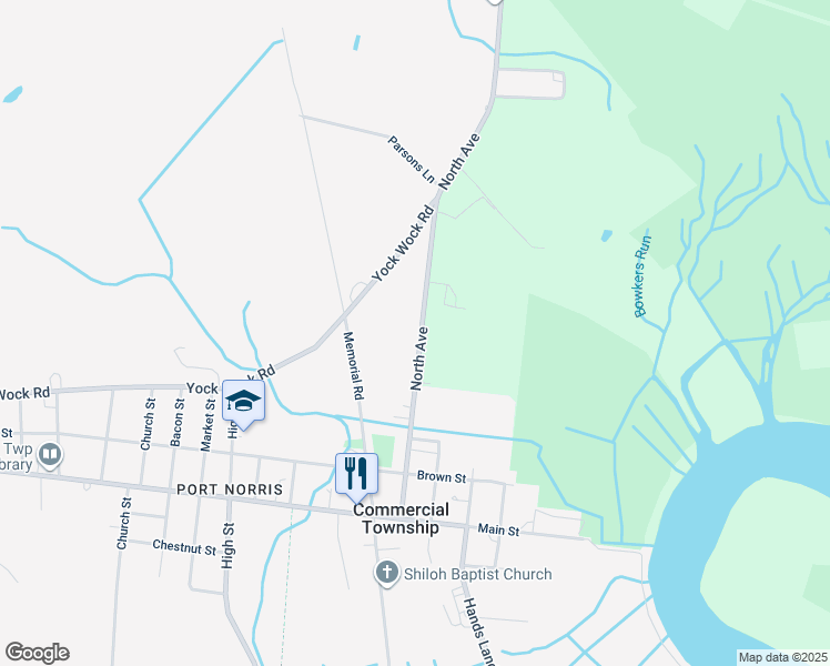 map of restaurants, bars, coffee shops, grocery stores, and more near 1821 North Avenue in Commercial Township