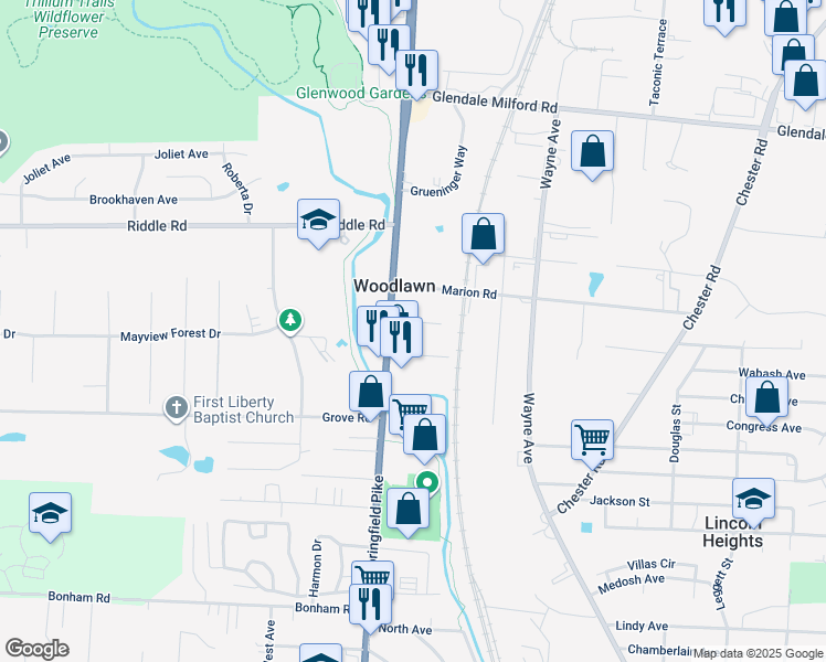 map of restaurants, bars, coffee shops, grocery stores, and more near 61 Chatsworth Avenue in Cincinnati