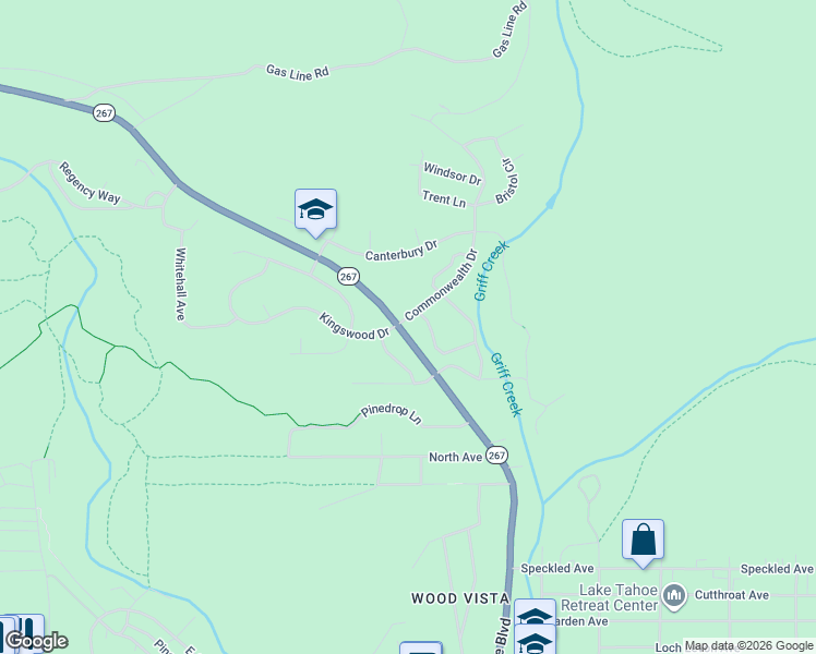 map of restaurants, bars, coffee shops, grocery stores, and more near 7900 Kingswood Drive in Tahoe Vista