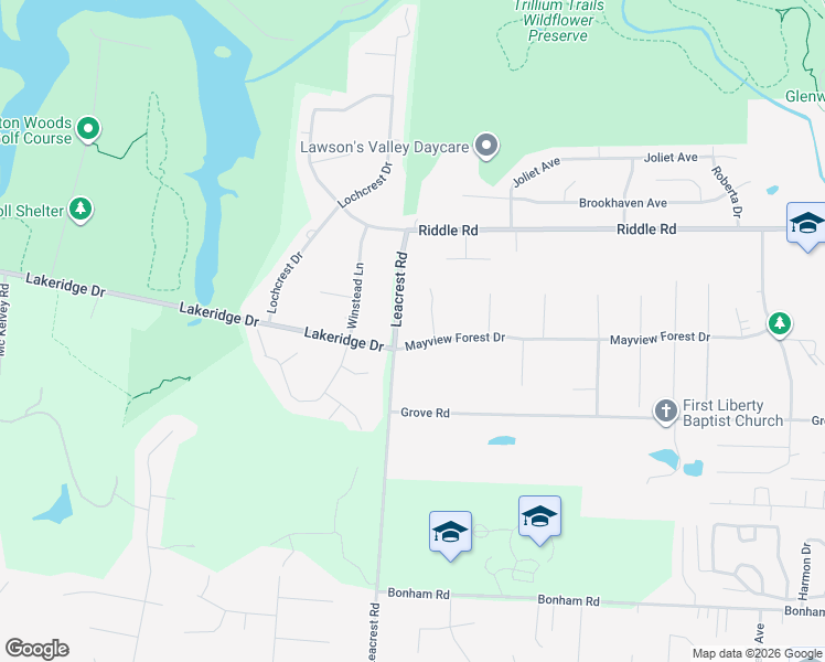 map of restaurants, bars, coffee shops, grocery stores, and more near 10116 Leacrest Road in Cincinnati