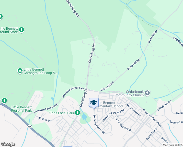 map of restaurants, bars, coffee shops, grocery stores, and more near 24017 Clarksburg Road in Clarksburg