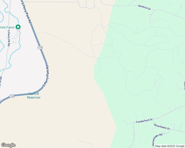 map of restaurants, bars, coffee shops, grocery stores, and more near 7300 South Perry Park Road in Larkspur