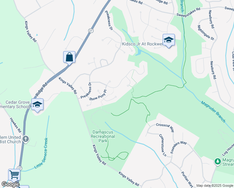 map of restaurants, bars, coffee shops, grocery stores, and more near 23905 Jockey Club Terrace in Damascus