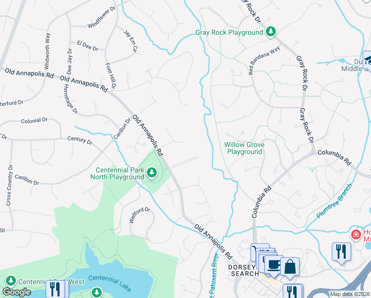 map of restaurants, bars, coffee shops, grocery stores, and more near 9728 Natalies Way in Ellicott City