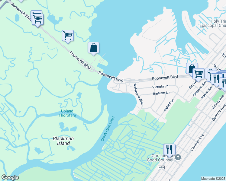 map of restaurants, bars, coffee shops, grocery stores, and more near 312 Limpet Drive in Ocean City