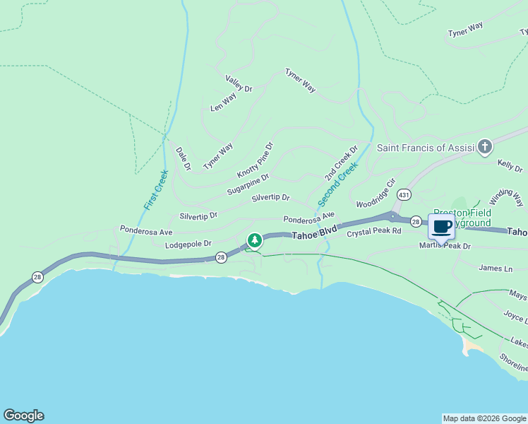 map of restaurants, bars, coffee shops, grocery stores, and more near 567 Silvertip Drive in Incline Village