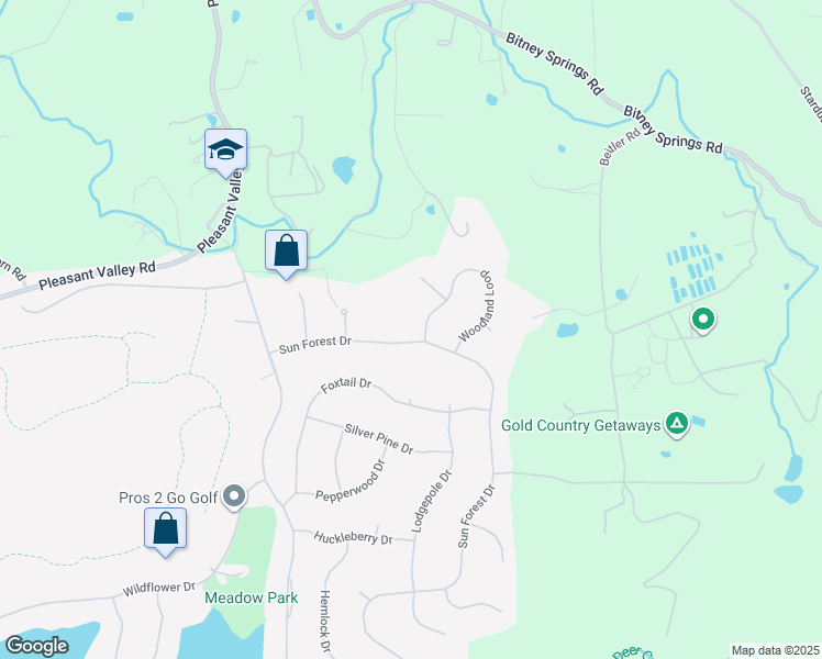 map of restaurants, bars, coffee shops, grocery stores, and more near 14759 Sun Forest Drive in Penn Valley