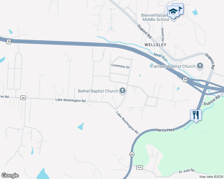 map of restaurants, bars, coffee shops, grocery stores, and more near 17 Sams Road in Washington