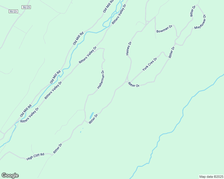 map of restaurants, bars, coffee shops, grocery stores, and more near 979 Ritter Drive in High View