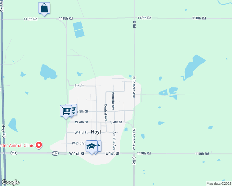 map of restaurants, bars, coffee shops, grocery stores, and more near 301 7th Street in Hoyt