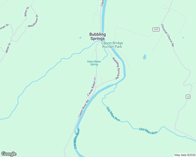 map of restaurants, bars, coffee shops, grocery stores, and more near 37 Candy Cane Drive in Capon Bridge