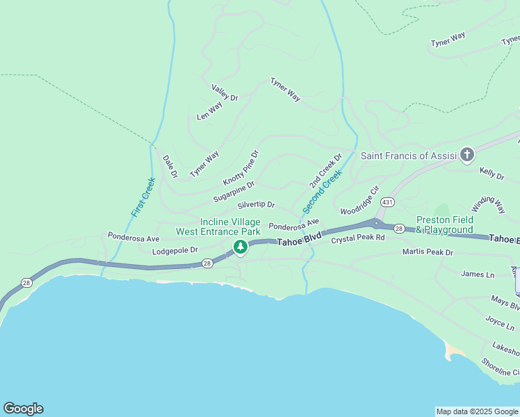 map of restaurants, bars, coffee shops, grocery stores, and more near 567 Silvertip Drive in Incline Village