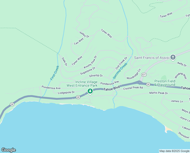 map of restaurants, bars, coffee shops, grocery stores, and more near 565 Silvertip Drive in Incline Village